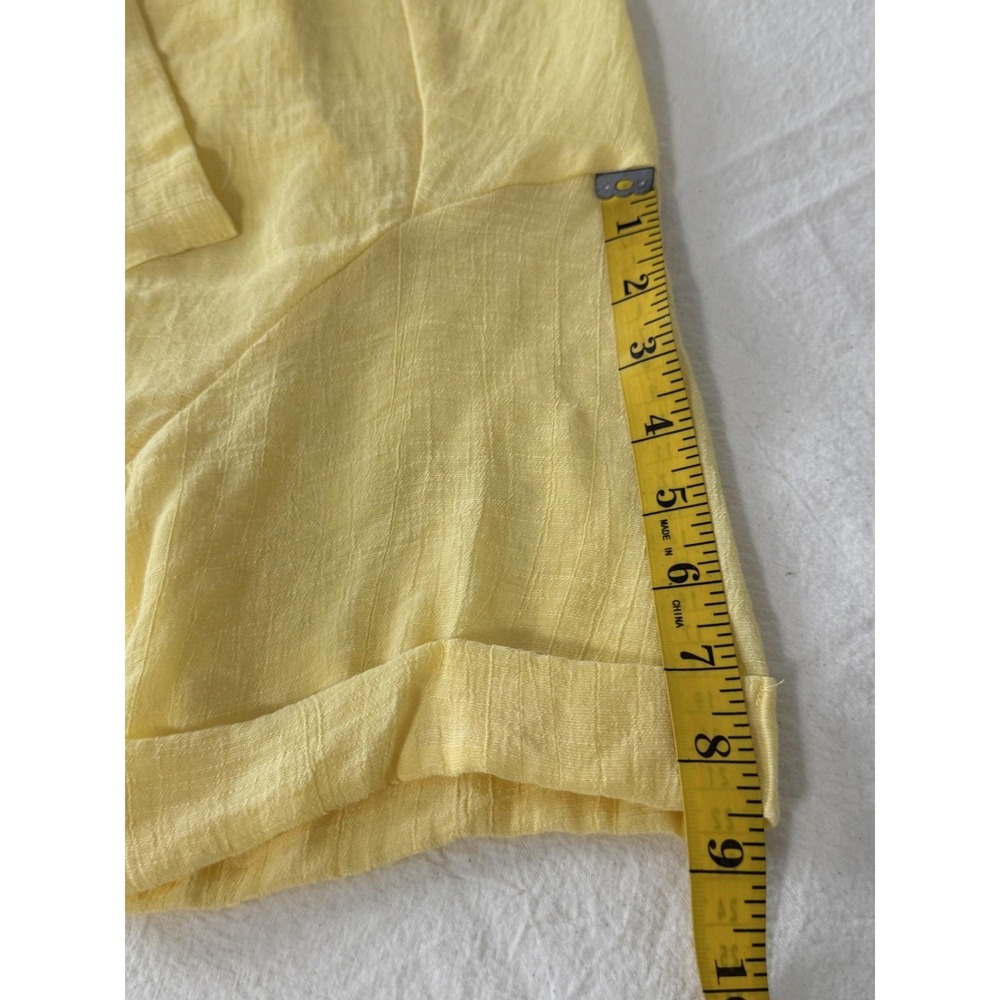 Lily Star Womens S Yellow Short Sleeve Sheer Cropped Blouse MA0681114LS - Picture 9 of 12